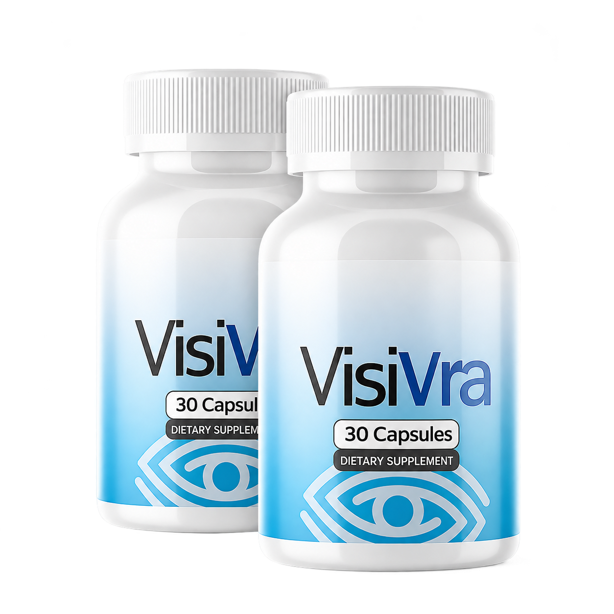 Two bottles of Visivra eye health supplement